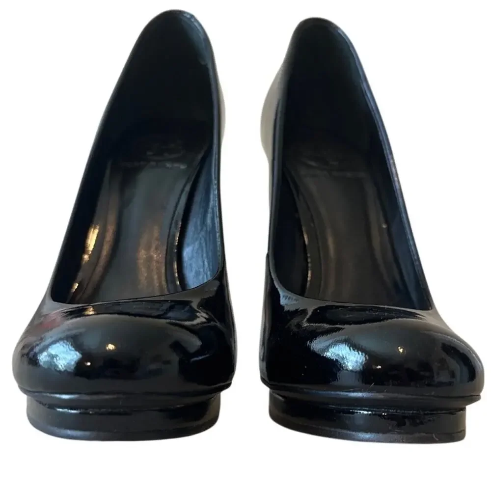 Tory Burch Jude Black Patent Platform Pumps Size 7.5